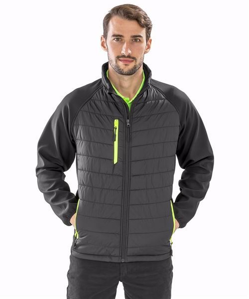 Black compass padded softshell jacket 