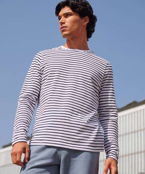 Unisex long-sleeved striped T